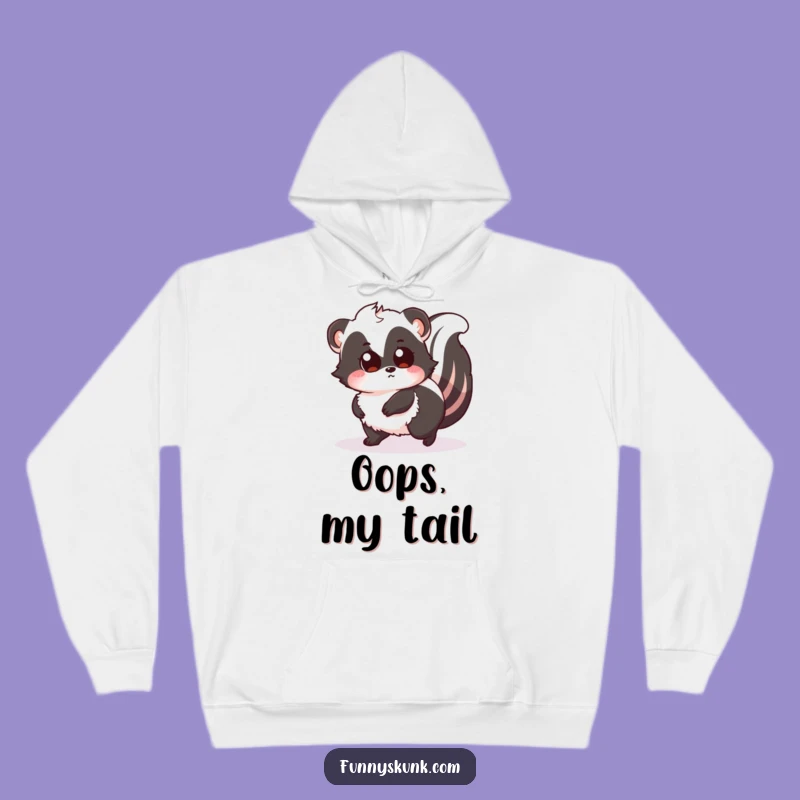 Funny Tripping Skunk Hoodie: Cozy Comfort with a Surprised Fluffy Friend, Gift