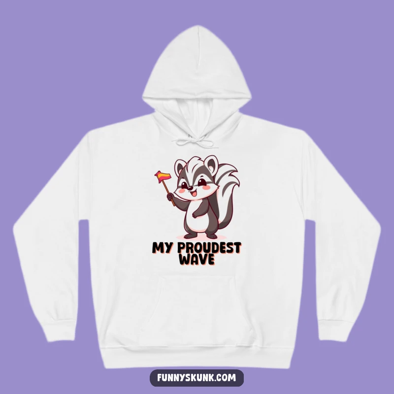 Funny Excited Skunk Flag Hoodie: Stay Warm with Happy Skunk Celebration