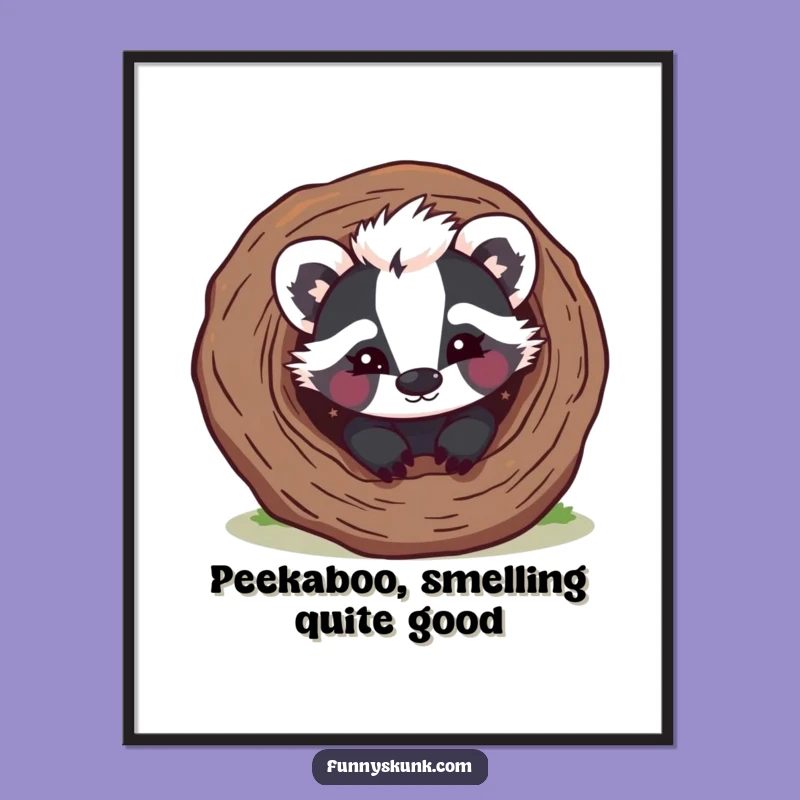 Free Printable Funny Wall Art: Skunk Log Wink - Mischievous Downloadable Art Gift