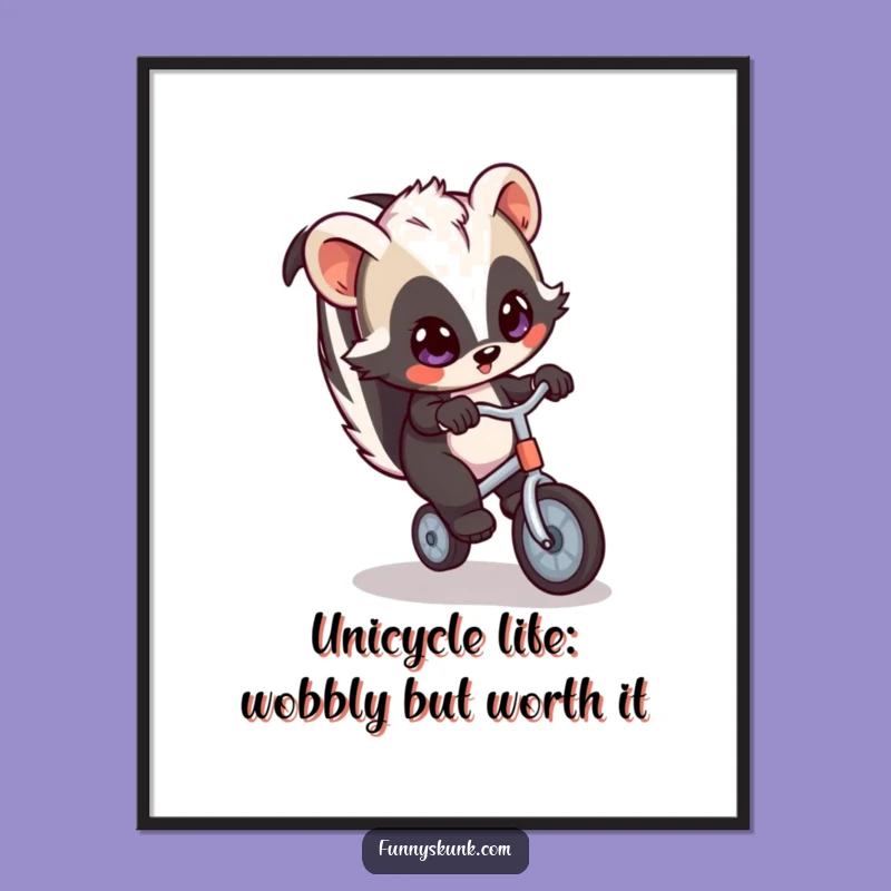 Free Printable Skunk Unicycle Art - Playful Downloadable Decor