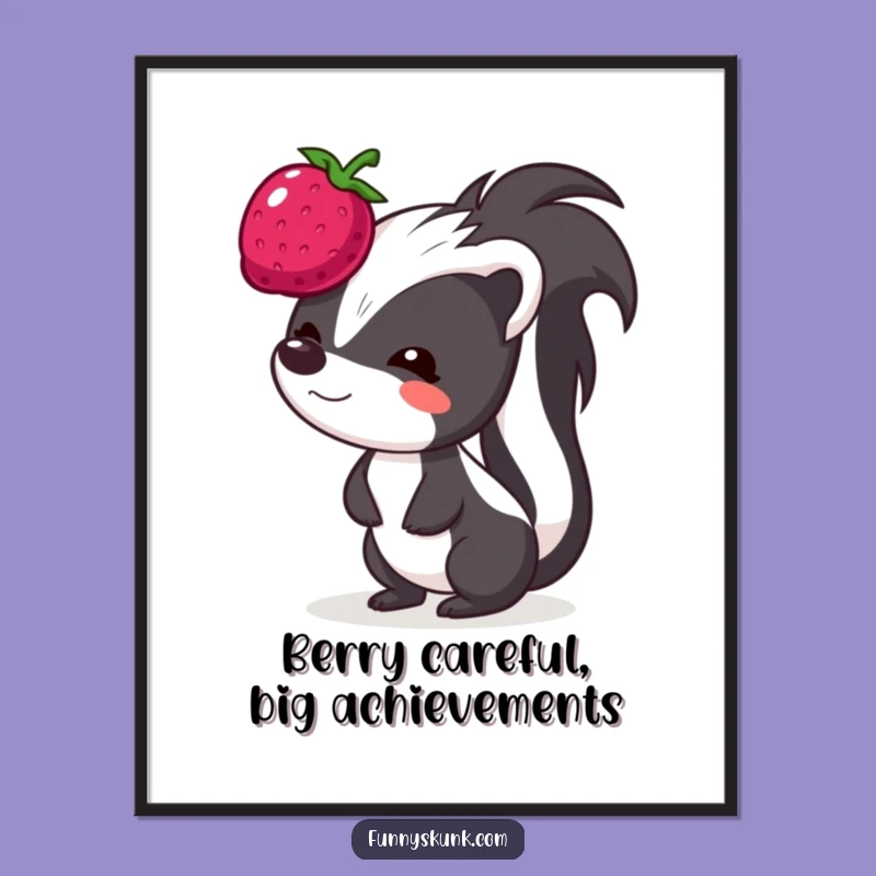 Free Printable Wall Art: Balancing Skunk Berry, Funny Downloadable Decor