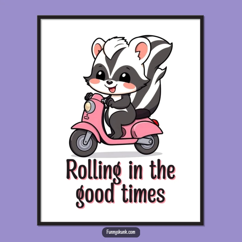 Funny Free Printable Wall Art: Skunk Scooter - Downloadable Art for Whimsy