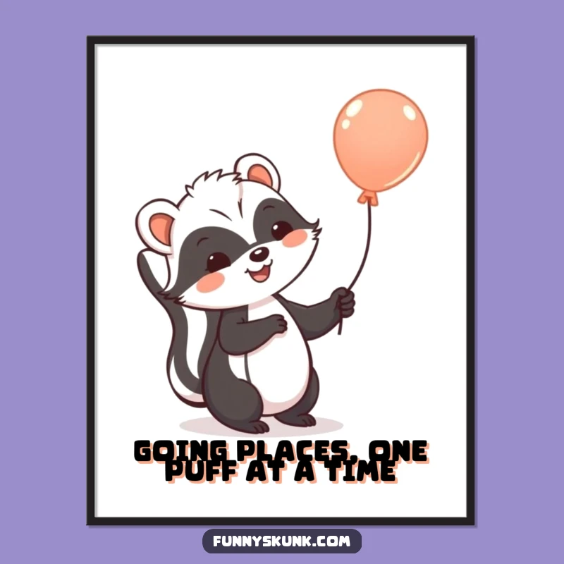 Funny Free Printable Wall Art: Cheerful Skunk Balloon Art Downloadable Decor