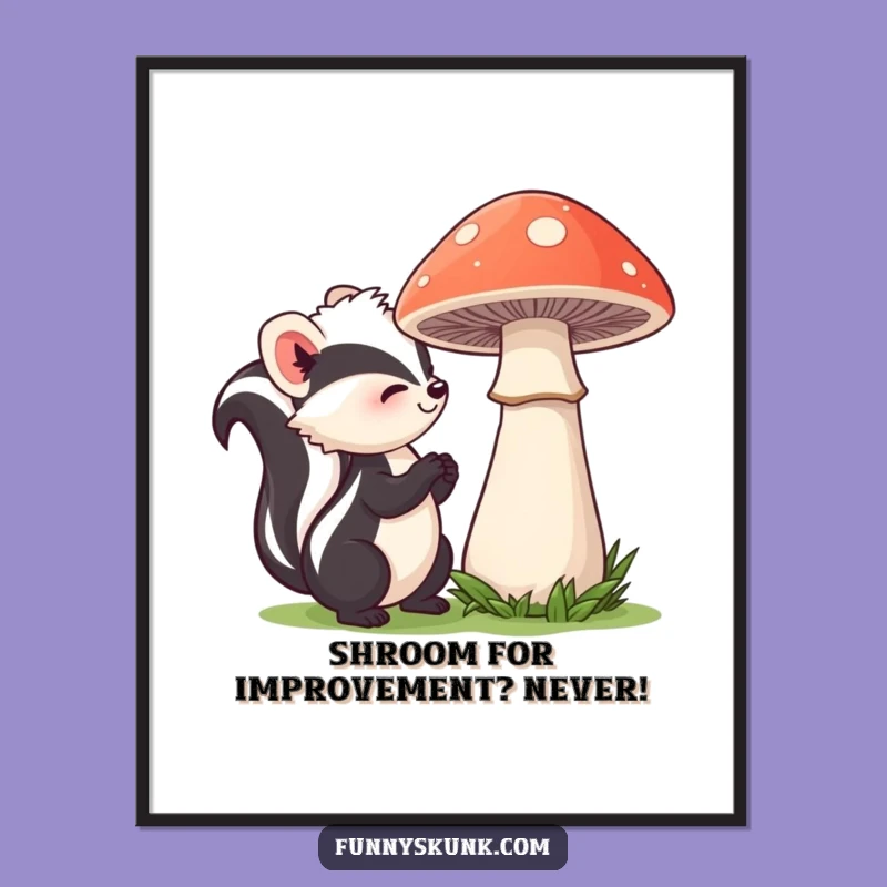 Free Printable Skunk Mushroom Art - Whimsical Nature Downloadable Decor