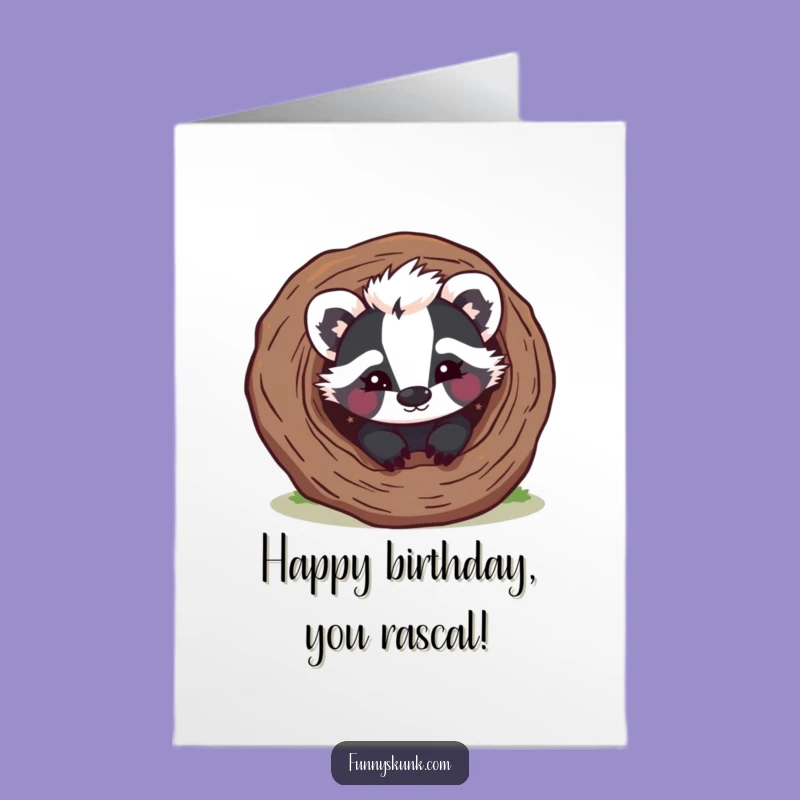 Free Printable Funny Birthday Card: Skunk Peek-a-Boo - Downloadable Playful Gift