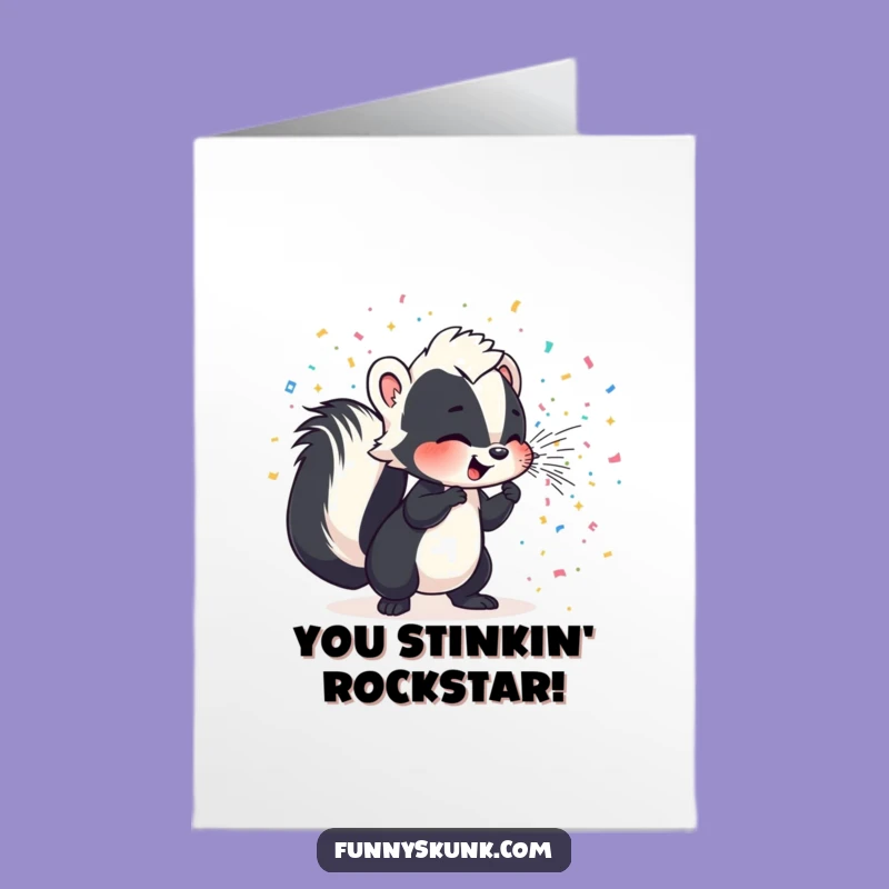 Free Printable Congrats Card: Confetti Skunk Success Shower Downloadable