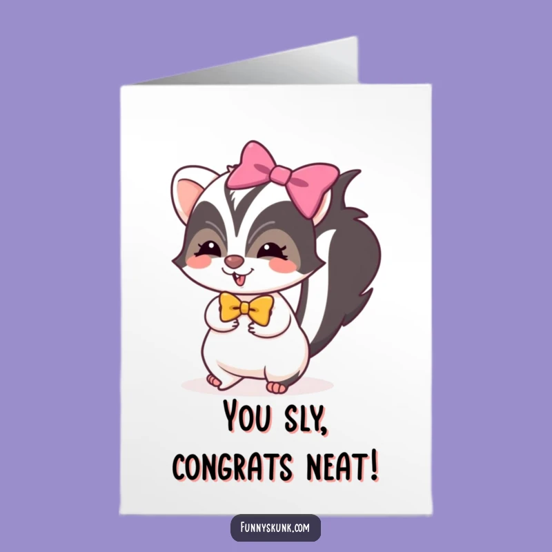 Free Printable Congrats Card: Mischievous Skunk Bow - Downloadable Gift for Joy
