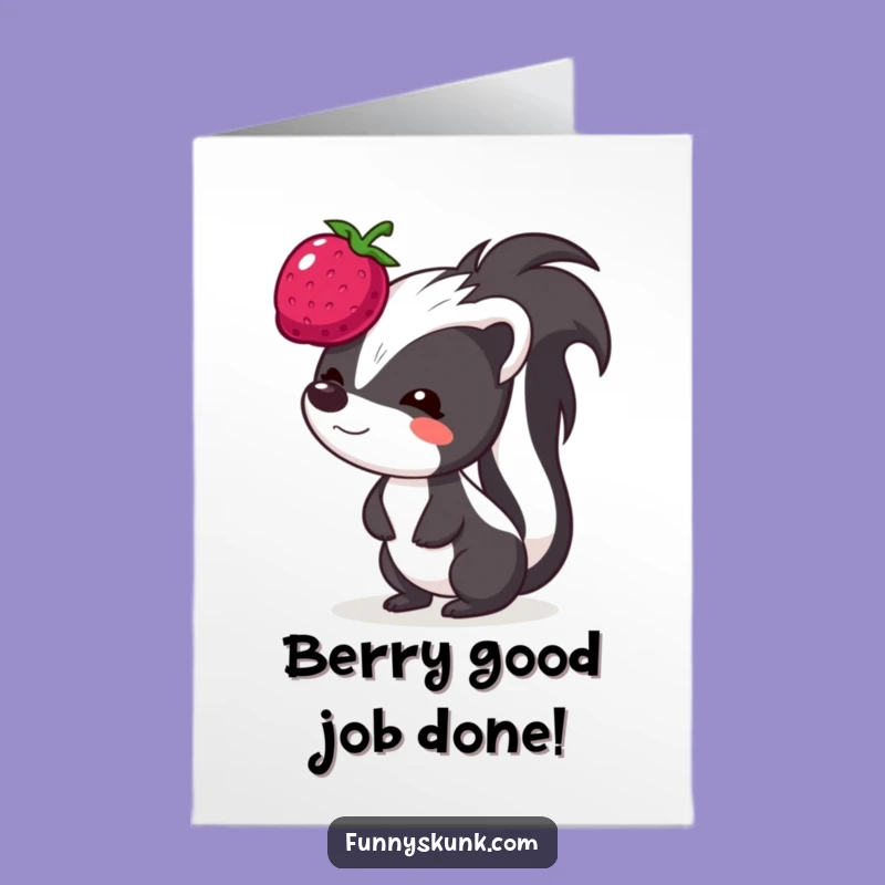 Free Printable Congrats Card: Skunk Berry Balance, Perfect Downloadable Gift