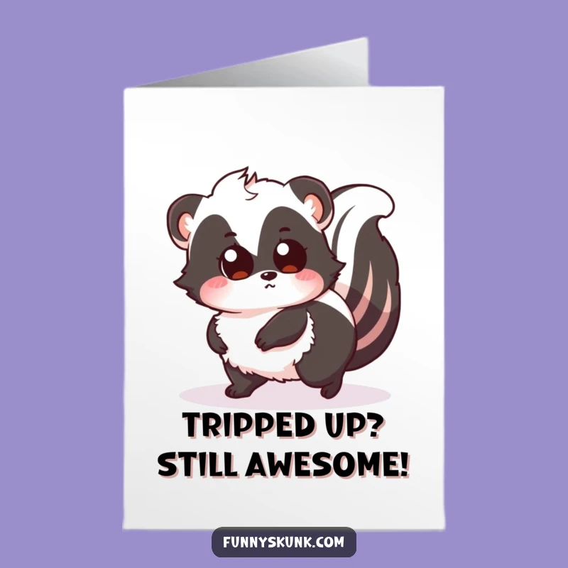 Free Printable Congrats Card: Skunk's Surprising Tumble - Humorous Downloadable