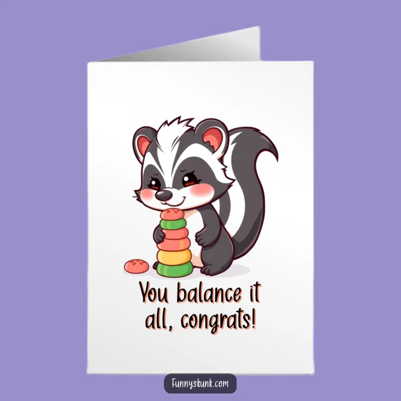 Free Printable Congrats Card: Skunk's Sweet Feat Downloadable Humor