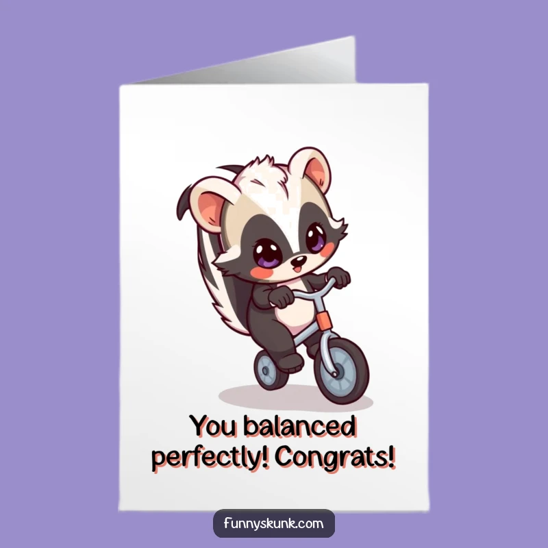Free Printable Skunk Unicycle Congrats Card - Zany Downloadable Gift