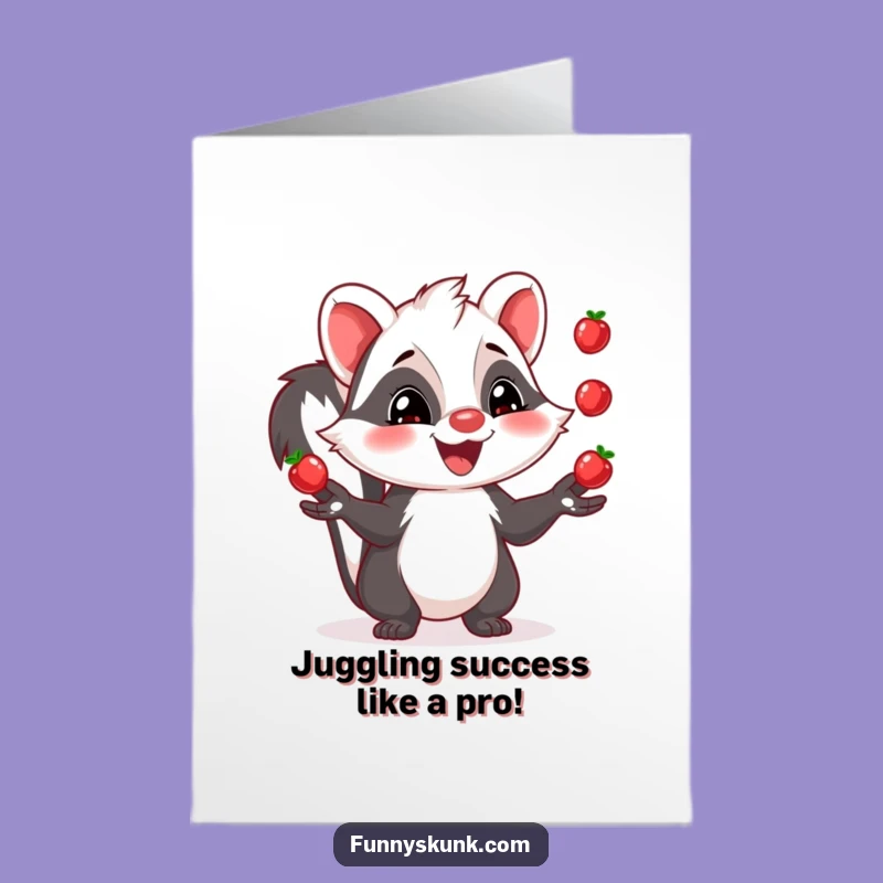 Free Printable Congratulations Card: Juggling Skunk Berries, Perfect Downloadable Gift