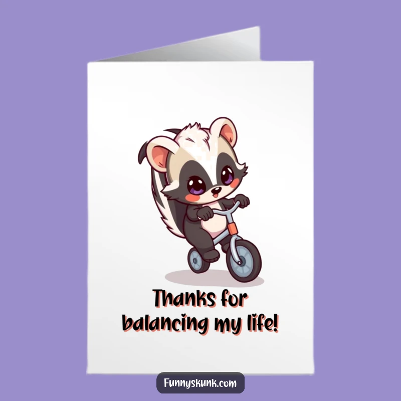 Free Printable Skunk Unicycle Thank You Card - Quirky Downloadable Gift