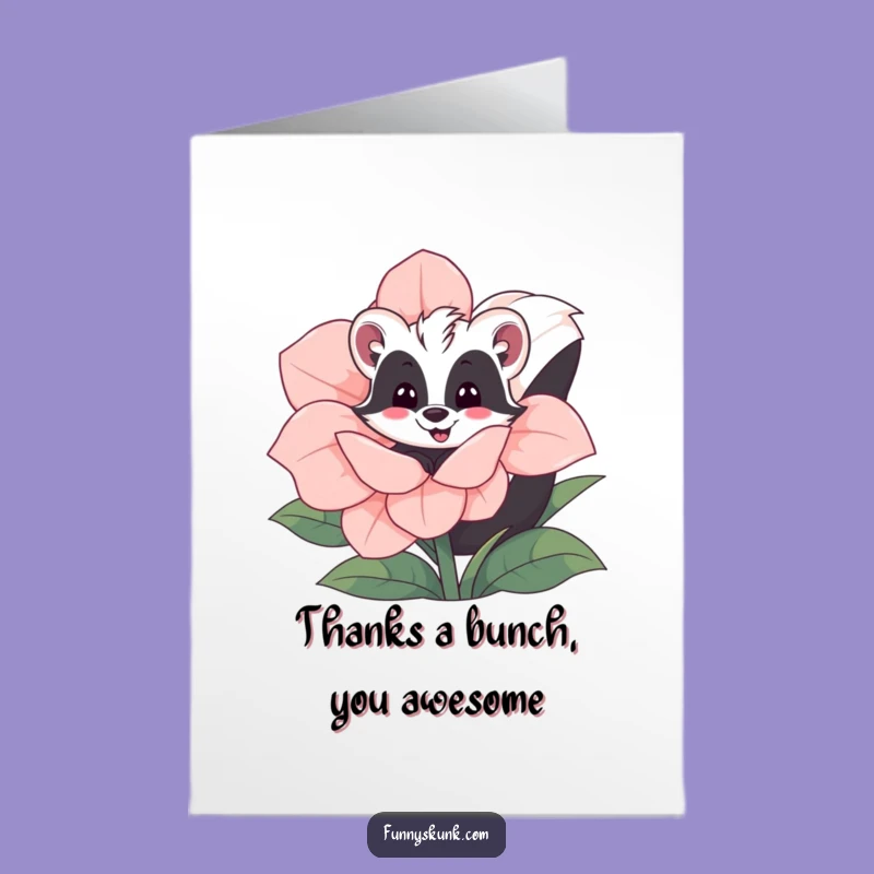 Free Printable Thank You Card: Charming Skunk Flower, Perfect Downloadable Gift