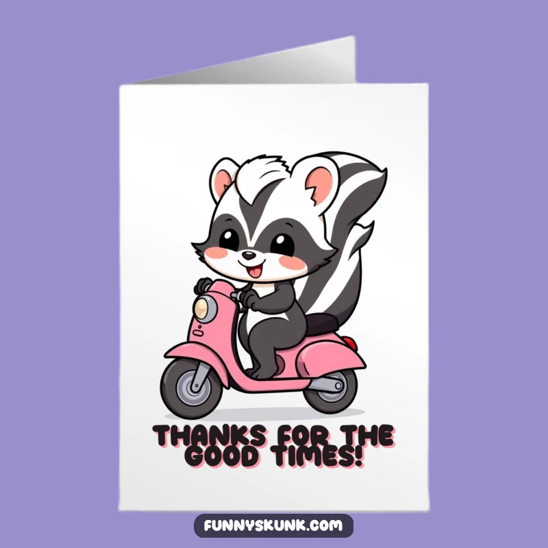 Free Printable Thank You Card: Skunk Scooter - Downloadable Gift of Thanks