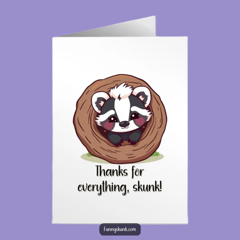 Free Printable Funny Thank You Card: Skunk Wink Gratitude - Downloadable Playful Gift