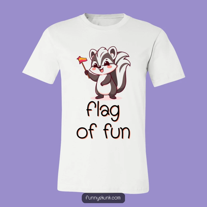 Funny Excited Skunk Flag T-Shirt: Show Your Spirit with Happy Skunk Fun