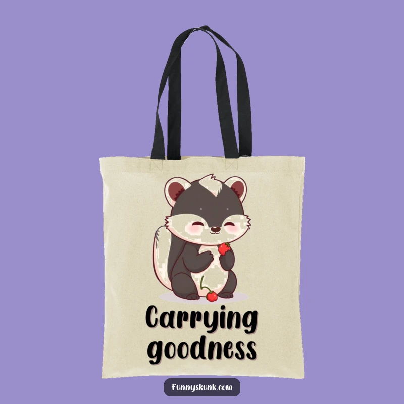 Funny Shy Skunk Berry Tote Bag: Carry Kindness with This Skunk