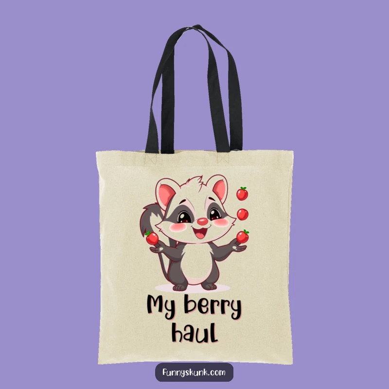 Funny Skunk Juggling Tote Bag: Berry Fun Carryall, Chic Funny Gift