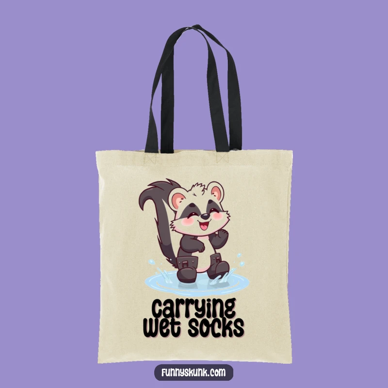 Funny Skunk Puddle Splash Tote Bag: Carry Your Fun with This Giggling Skunk!