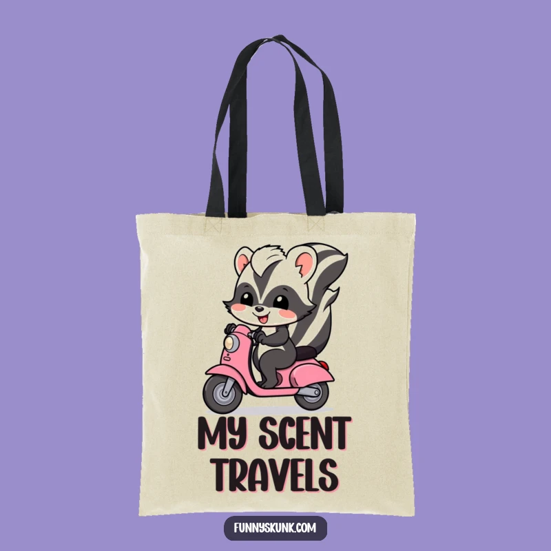Funny Skunk Scooter Tote Bag: Carry Your Essentials with a Grin