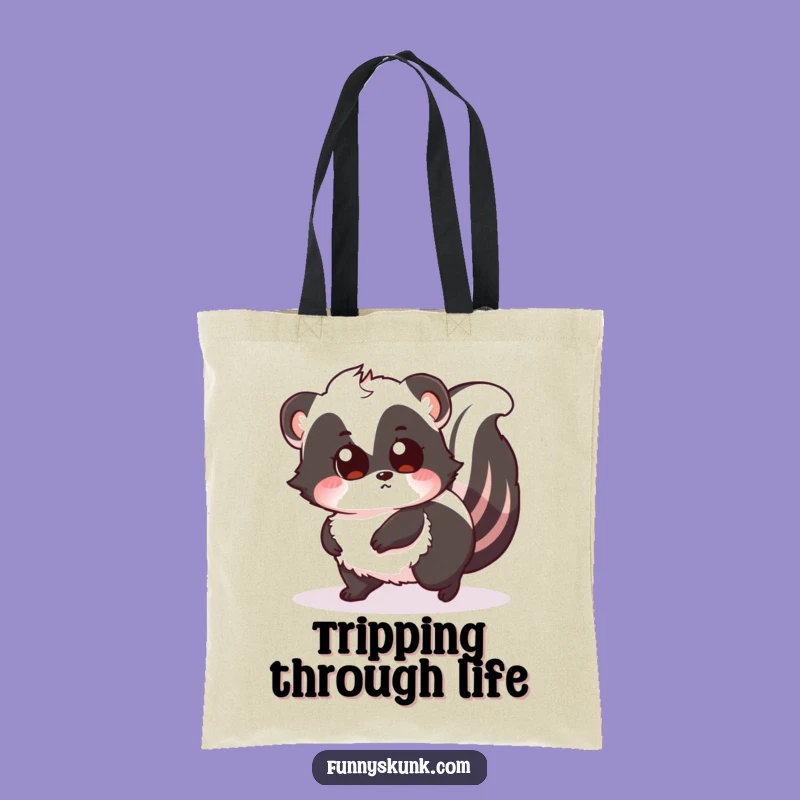 Funny Tripping Skunk Tote Bag: Carry Your Essentials with a Surprised Fluffy Friend