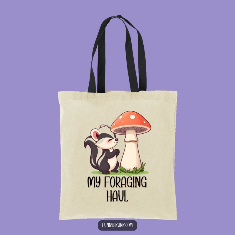 Funny Skunk Sniffing Mushroom Tote Bag: Carry Nature's Gentle Secrets